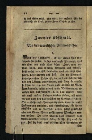 Zweyter Abschnitt: Von der moralischen Religionslehre