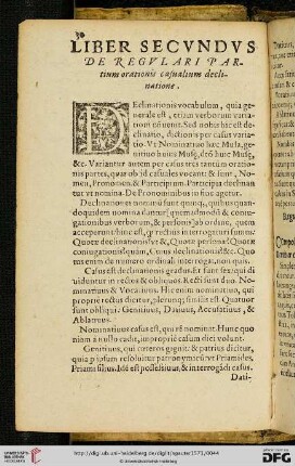 Liber Secundus: De Regulari partium orationis casualium declinatione