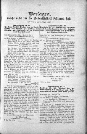 Vorlagen welche nicht für die Oeffentlichkeit bestimmt sind., 12. April 1899