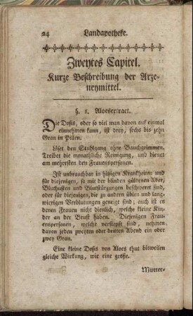 Zweytes Capitel. Kurze Beschreibung der Arzeneymittel