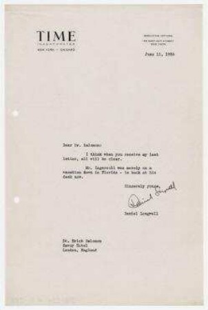 Brief von Daniel Longwell, TIME Incorporated, New York - Chicago an Erich Salomon