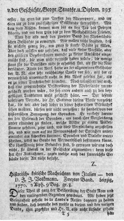 Historisch-kritische Nachrichten von Italien. Bd.2.