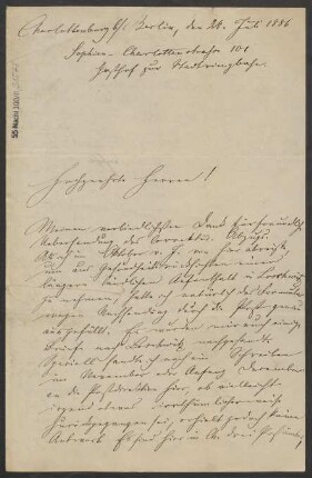 Brief an B. Schott's Söhne : 20.07.1886