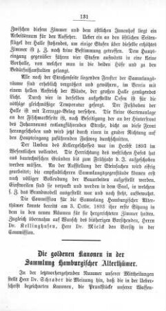 Die goldenen Kanonen in der Sammlung Hamburgischer Alterthümer.