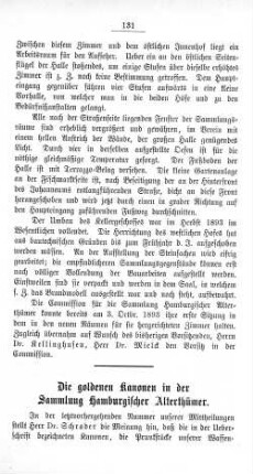 Die goldenen Kanonen in der Sammlung Hamburgischer Alterthümer.