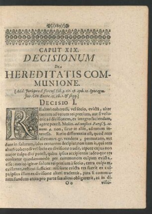 Caput XIX. Decisionum De Hereditatis Communione.