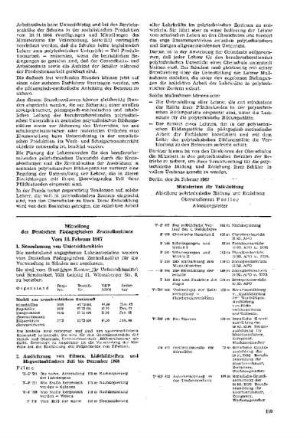 Mitteilung des Deutschen Pädagogischen Zentralinstituts : 5/67 vom 10. Februar 1967