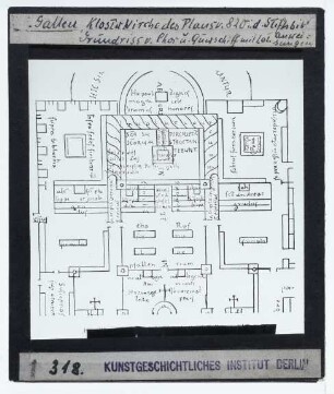 St. Gallen, Kloster,St. Gallen, Stiftkirche,unbekannt, St. Galler Klosterplan (St. Gallen Stiftsbibliothek) : Umzeichnung des Klosterplans, Ausschnitt