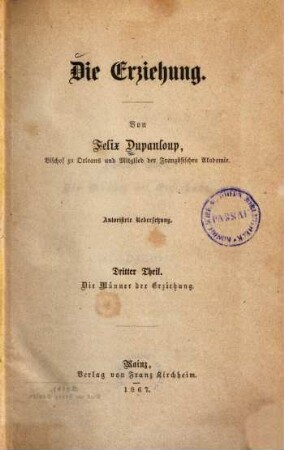 Die Erziehung, 3. Die Männer der Erziehung
