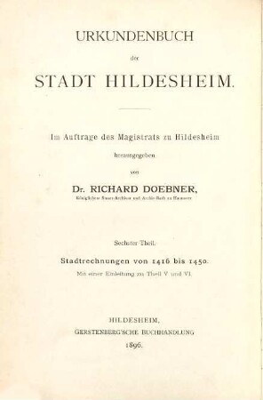 Urkundenbuch der Stadt Hildesheim, 6