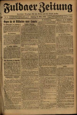 Erste Ausgabe vom Sonntag, den 26. März 1922.