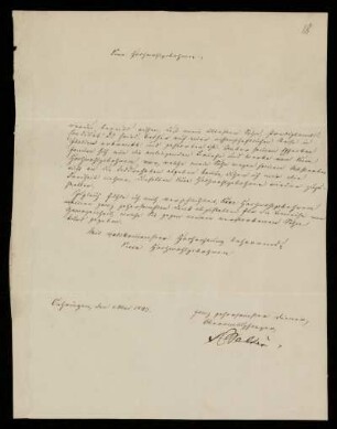 Brief von [...] Balser an Heinrich Ewald, Öhringen, 1.5.1843