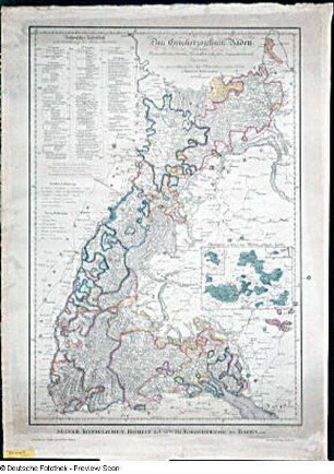 Das Großherzogthum Baden ... unter Zugrundlegung der Major Hammerschen u. anderer Karten als historische Karte bearbeitet von A. I. V. Heunisch (ca. 1:400 000)