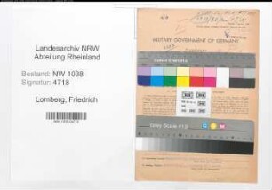 Entnazifizierung Friedrich Lomberg , geb. 22.06.1889 (Postbeamter)