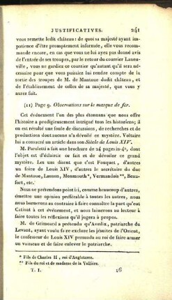 (11) Page 9. Observations sur le masque de fer.