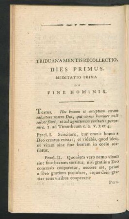 Triduana mentis recollectio