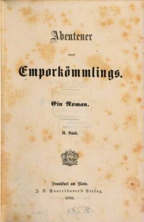 Abenteuer eines Emporkömmlings : ein Roman, 2. Band