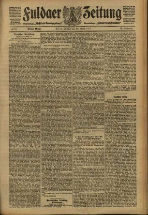Erste Ausgabe vom Freitag, den 31. März 1911.