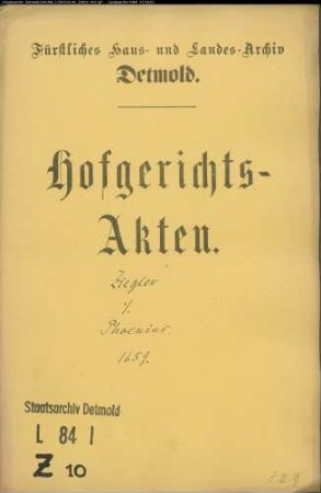 Ziegler, Kord gegen Simon Philipp Phoenius - Schuldforderung