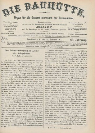 No. 8. Frankfurt a.M., den 24. Februar 1917. 60. Jahrgang.