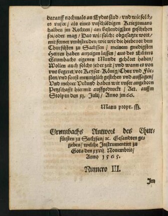 b2v-d3r, Grumbachs Antwort des Churfürsten zu Sachssen, ...