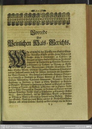 Vorrede Des Peinlichen Hals-Gerichts