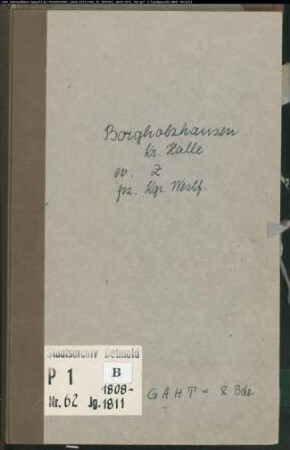 Zivilstandsregister der evangelischen Gemeinde Borgholzhausen, Kreis Halle ( GAHT 1808-1811). (Gemeinde: Evangelische Gemeinde Borgholzhausen)