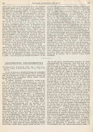 907-909 [Rezension] Theologisches Jahrbuch 1960