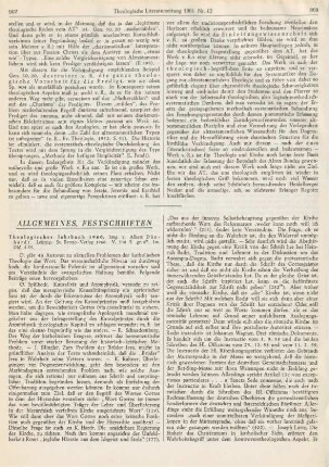 907-909 [Rezension] Theologisches Jahrbuch 1960