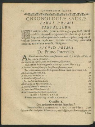 Sectio Prima. De Primo Intervallo.