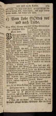 573-576, Vom Lobe Gottes vor und nach Tische