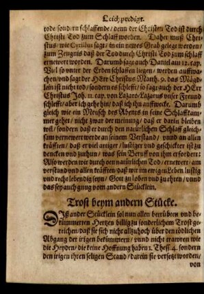 Trost beym andern Stücke.