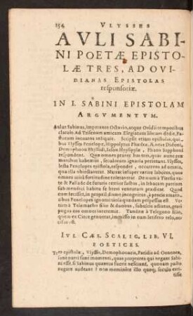 Auli Sabini Poetae Epistolae Tres, Ad Ovidianas Epistolas responsoriae.