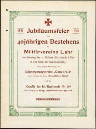 Gründung, Satzungen und Aktivitäten des Militärvereins Lahr