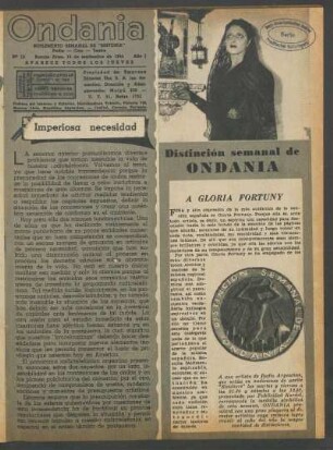 Distinción semanal de Ondania a Gloria Fortuny