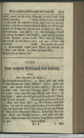 XXXIX. Vom rechten Gebrauch des Lebens