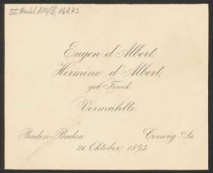 Brief an Ludwig Strecker  und Elisabeth Strecker und B. Schott's Söhne : 21.10.1895