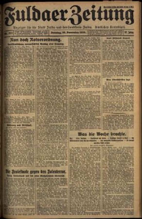 Erste Ausgabe vom Sonntag, den 30. November 1930.
