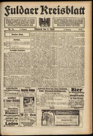 Zweite Ausgabe vom Mittwoch, den 05. April 1911.