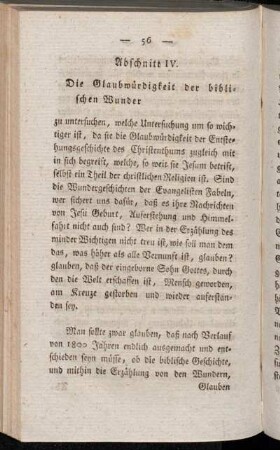 Abschnitt IV. Die Glaubwürdigkeit der biblischen Wunder