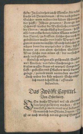Das Zwölfft Capittel. Von Osterlucey.