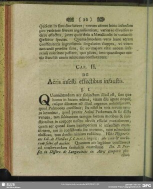 Cap. II. De Aëris infesti effectibus infaultis