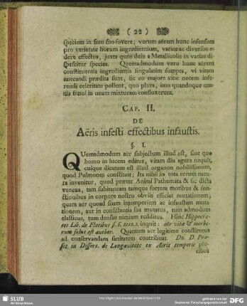 Cap. II. De Aëris infesti effectibus infaultis