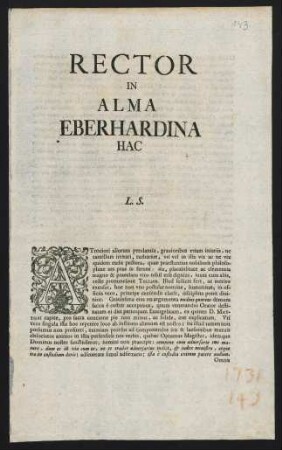 Rector In Alma Eberhardina Hac L. S.