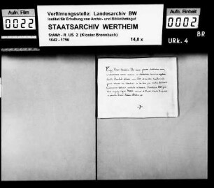 Benedikt (Benedictus) Eln, Laie zu Bronnbach (Brunnbach), gelobt Gehorsam den Gesetzen und Regeln seines Ordens.