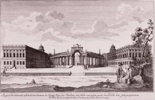 Prospect der Colonnade und der beiden Communs des Königl. Palais bei Potsdam, wie solche sich von außen nach dem Walde hin, sich präsentiren