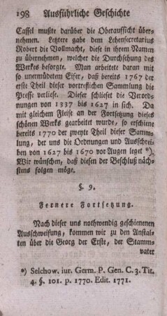 § 9. Fernere Fortsetzung.