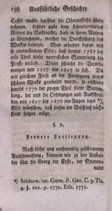 § 9. Fernere Fortsetzung.