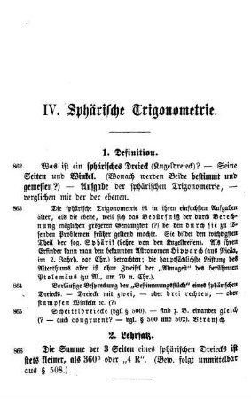 IV. Sphärische Trigonometrie.