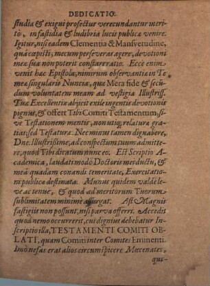 De Testamento. Principi, Aut Comiti oblato, Tractatio Analytico-Synthetica : l. 19. C. de Testament. Theoriam & Praxin ostendens